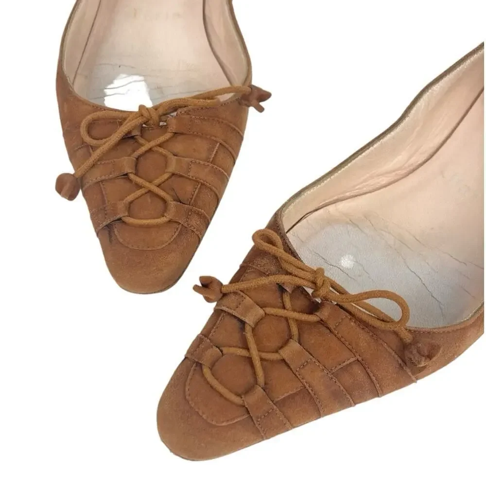 CHRISTIAN LOUBOUTIN Brown Suede Leather Flats - Size 36/6
